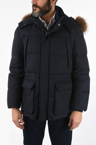ID virgin wool down jacket with raccoon fur detaul