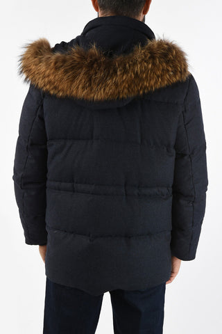 ID virgin wool down jacket with raccoon fur detaul