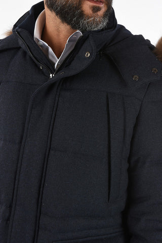 ID virgin wool down jacket with raccoon fur detaul