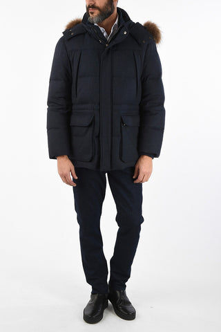 ID virgin wool down jacket with raccoon fur detaul