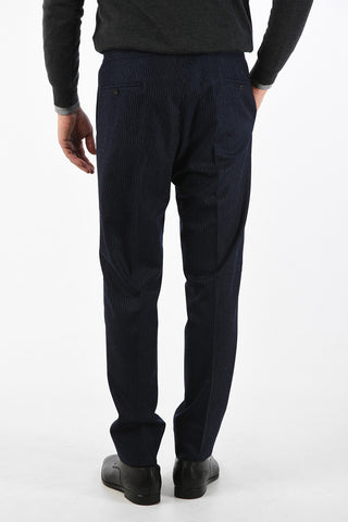 pinstriped ACADEMY single pleat trousers