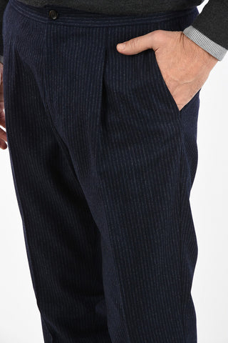 pinstriped ACADEMY single pleat trousers