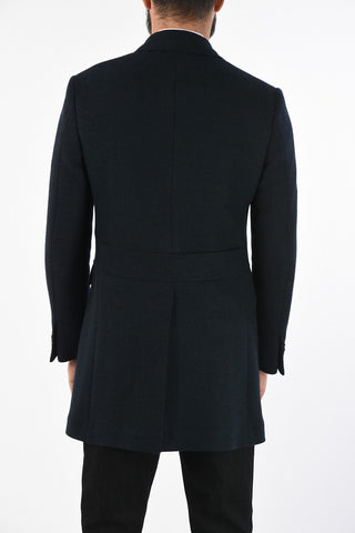plain herringbone virgin wool double breasted Chesterfield coat