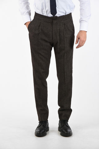 virgin wool cotton and linen ACADEMY drawstring waist pants