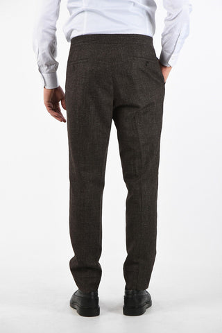virgin wool cotton and linen ACADEMY drawstring waist pants