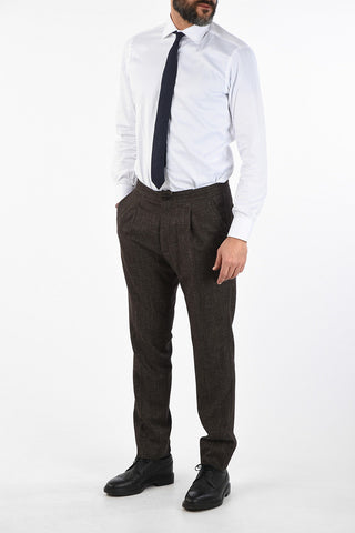 virgin wool cotton and linen ACADEMY drawstring waist pants