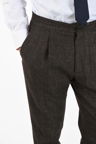 virgin wool cotton and linen ACADEMY drawstring waist pants