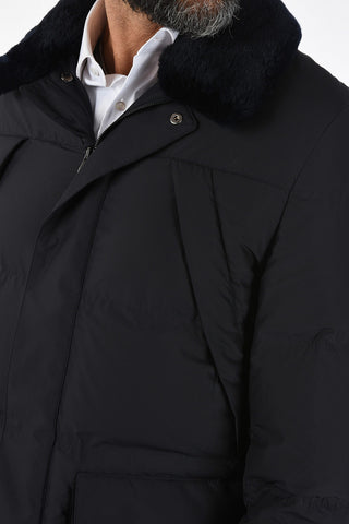 ID down jacket with beaver fur neck