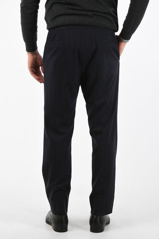 pinstriped ACADEMY single pleat trousers