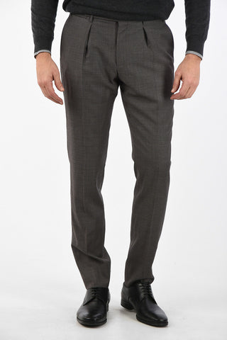 houndstooth LEADER single pleat trousers