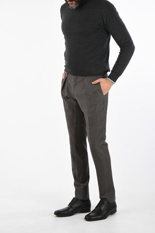 houndstooth LEADER single pleat trousers