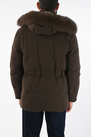 ID cashmere down jacket with fox fur detail