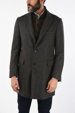 ID plain herringbone cashmere IDENTITY coat