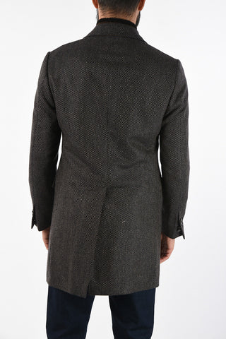 ID plain herringbone cashmere IDENTITY coat