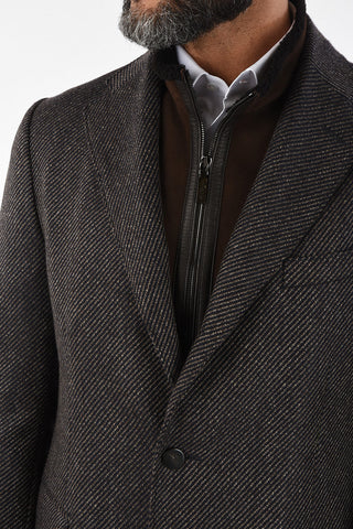 ID plain herringbone cashmere IDENTITY coat