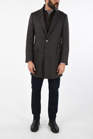 ID plain herringbone cashmere IDENTITY coat