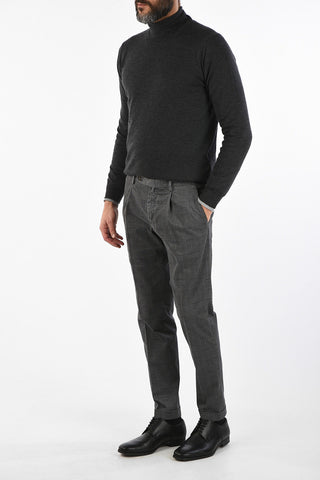 ID district check SHIMIZU S664 cuffed hem trousers