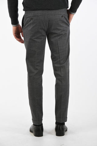 ID district check SHIMIZU S664 cuffed hem trousers