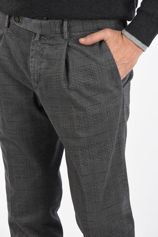 ID district check SHIMIZU S664 cuffed hem trousers