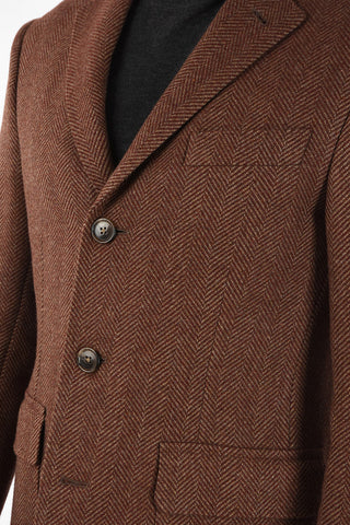 plain herringbone virgin wool coat