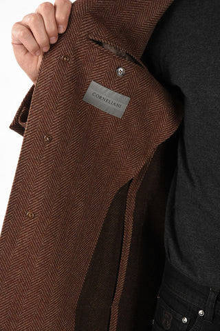 plain herringbone virgin wool coat