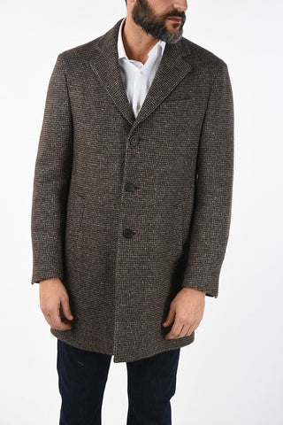 houndstooth cashmere and virgin wool coat