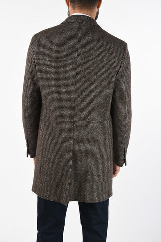 houndstooth cashmere and virgin wool coat