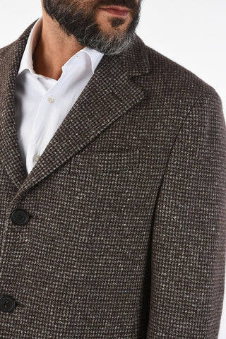houndstooth cashmere and virgin wool coat