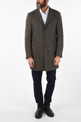 houndstooth cashmere and virgin wool coat