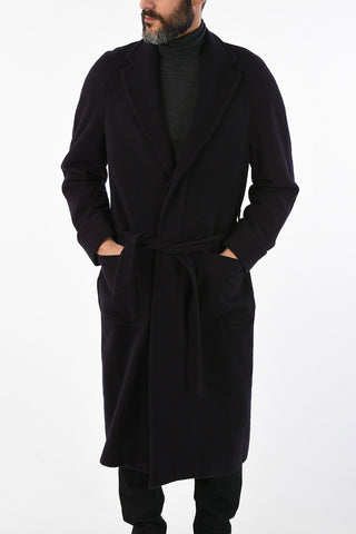 plain herringbone virgin wool double breasted Chesterfield coat