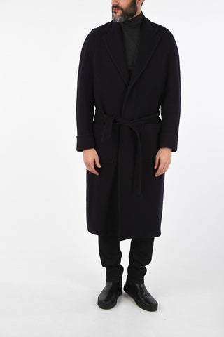 plain herringbone virgin wool double breasted Chesterfield coat