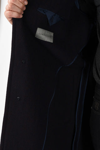plain herringbone virgin wool double breasted Chesterfield coat