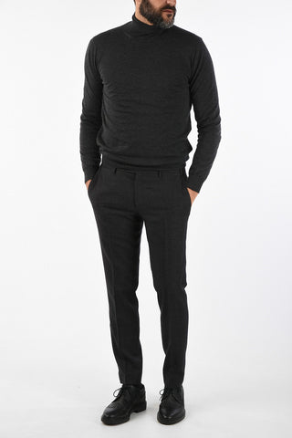 virgin wool Stretch ACADEMY single pleat trousers