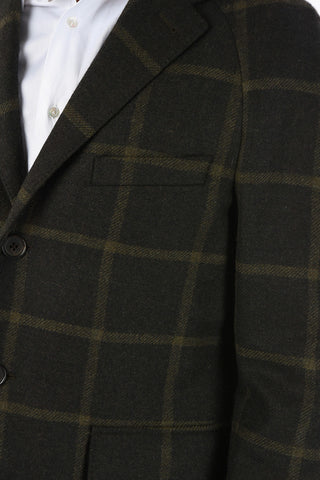 CC COLLECTION cappotto overcheck herringbone in lana vergine