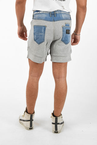 Sweat Shorts with Denim Details