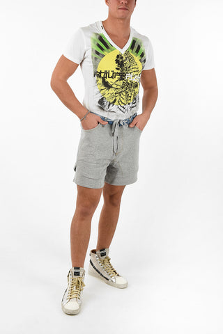 Sweat Shorts with Denim Details