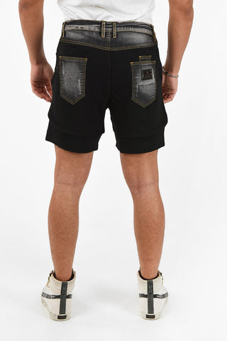 Sweat Shorts with Denim Details