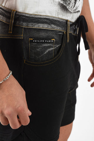 Sweat Shorts with Denim Details