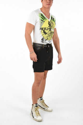 Sweat Shorts with Denim Details