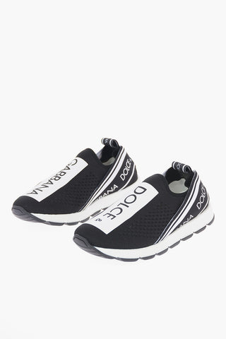 Fabric Slip On Sneakers With Leather Detail