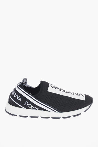 Fabric Slip On Sneakers With Leather Detail