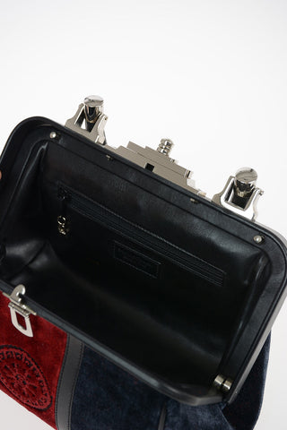 velvet Mini Bag with Leather
