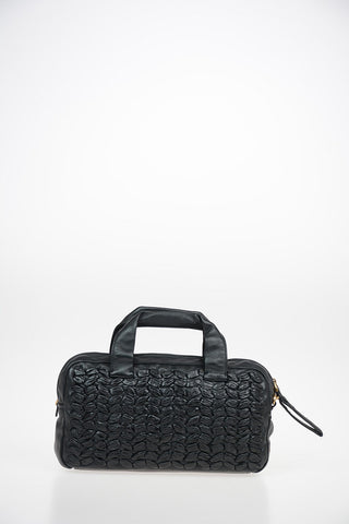 Braided Leather Bowler Bag with Removable Shoulder Strap
