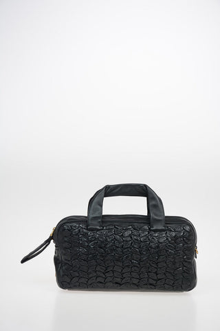 Braided Leather Bowler Bag with Removable Shoulder Strap