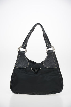 Fabric Mini Bag with Leather Details