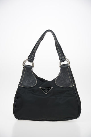 Fabric Mini Bag with Leather Details