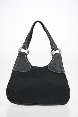 Fabric Mini Bag with Leather Details
