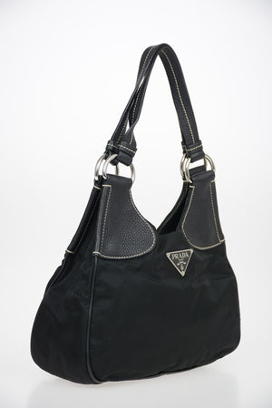 Fabric Mini Bag with Leather Details