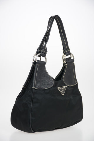 Fabric Mini Bag with Leather Details