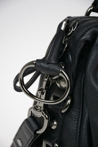 Leather Bowler Bag with Removable and Adjustable Shoulder Strap
